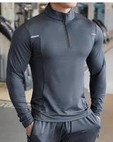 Hauts de sport pour hommes automne 2025 – Nouveau pull à manches longues, très élastique, respirant, en Spandex/Polyester, col rond, avec trou pour le pouce
