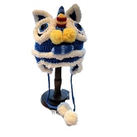 Chapeau de tigre en crochet fait main pour le Nouvel An chinois, festival du printemps, chapeau de lion tricoté, chapeau de danse mignon pour adultes, enfants et famille