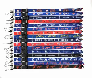 Hot sale popular M L B team ball id card sublimation polyester lanyard custom print logo neck strap