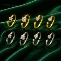 Cincin Hidung Model Hati Bintang CZ Baja Tahan Karat 316L Berlapis Emas, Dapat Disesuaikan, Gaya Punk, Perhiasan Tindik Septum India, Unisex
