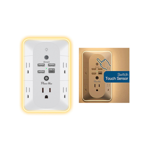 <span class=keywords><strong>Tonghua</strong></span> ปลั๊กไฟกลางคืนติดผนัง3ด้าน5ช่อง, แถบไฟกระชากติดผนัง15A 125โวลต์ปลั๊กแบบ US เพื่อให้มองเห็นได้ง่าย - Product Image 1