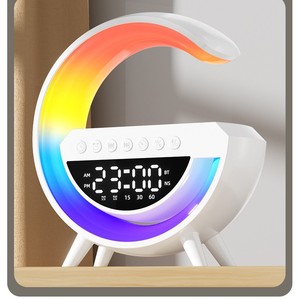 Altavoz Creativo con Luz Nocturna RGB, Altavoz <span class=keywords><strong>de</strong></span> Escritorio Multifuncional Inteligente, Reloj Despertador, Carga Inalámbrica, Control por Aplicación - Product Image 3