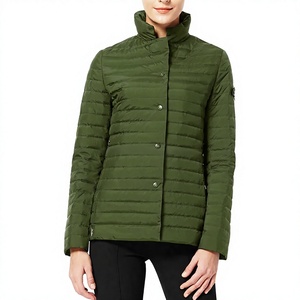 KIJQJW12 Women's Winter Casual <b>Quilted</b> Cotton <b>Jacket</b> Dark Blue Embroidery Striped Rivet Camouflage Long Sleeves Pearl Beading - Product Image 6