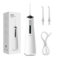 Nicefeel Tragbarer Wasserflosser 300ml Tank Schwarz Kabelloses Zahnpflegegerät für Zuhause und Hotel Batteriebetriebenes Elektrisches Plas