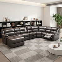 Canapé d'angle électrique inclinable en U haut de gamme moderne, en tissu microfibre, avec pieds en bois et rangement, grand canapé modulable pour salon