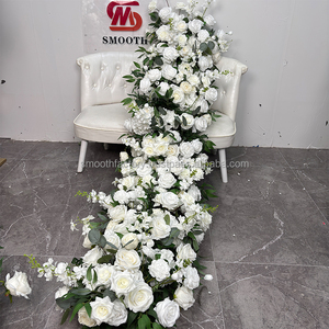 งานตกแต่งงานปาร์ตี้ LEDA คุณภาพสูง ดอกไม้สีขาวยาวประดิษฐ์ด้วยมือ พร้อมใบไม้สีเขียว สำหรับงานแต่งงาน - Product Image 2