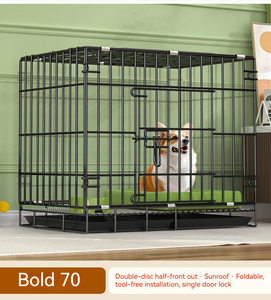 Cage pliable en fil d'acier thermolaqué avec porte simple/<span class=keywords><strong>double</strong></span> et plateau en plastique anti-fuite pour chiens et chats, idéale pour l'entraînement en intérieur - Product Image 5