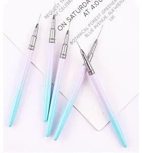 Wholesale Nail Art Liner Brushes Set 5pcs Metal Handle Nail Long Striping Brush Private Label Nail Drawing Pens