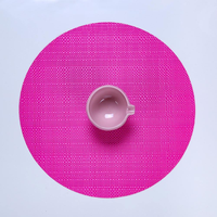 Set de table rond, sets de table circulaires en vinyle tissé, personnalisables, couleur disponible : gris, vert, bleu marine, rouge, blanc