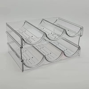 Organizer per bottiglie d'acqua per armadietto, 2 confezioni portabicchieri impilabili in <span class=keywords><strong>plastica</strong></span> <span class=keywords><strong>portabottiglie</strong></span> per l'organizzazione della dispensa del frigorifero della cucina - Product Image 3