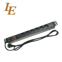 Bloc d'alimentation PDU 1U en alliage d'aluminium de 19 pouces, type allemand, 6/8 prises, protection contre les surtensions, utilisation en intérieur, 16A