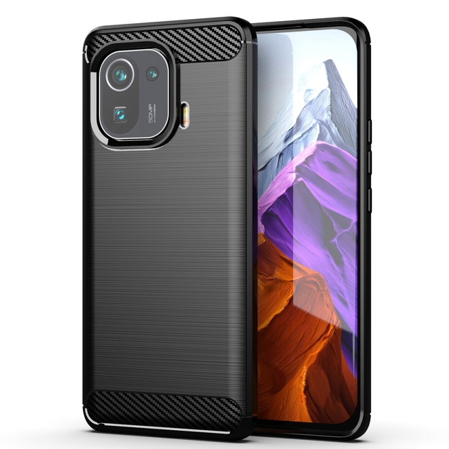 Soft TPU Phone Case for xiaomi 11 Pro Back Cover Carbon Fiber Mobile Case for Mi 11 Pro