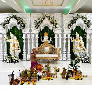 Mariage indien du sud thème blanc grande scène cérémonie indienne scène de mariage traditionnelle thème blanc décor de mariage srilankan scène - Product Image 1