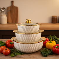 Soupière en céramique blanche de style nordique de luxe avec bordure dorée, couvercle en verre et deux poignées, grande capacité, vaisselle