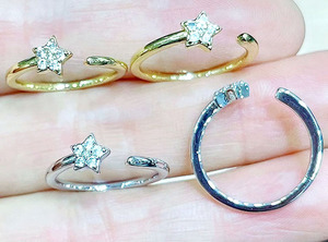RM1302 18k Or Argent Plaqué Minuscule Minimaliste Micro Pave CZ <span class=keywords><strong>Sonne</strong></span> et Luna Anneaux Empilables CZ Lune et Étoile Soleil Signet Anneaux - Product Image 3