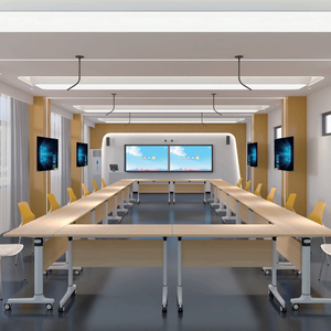 โต๊ะประชุมพับได้ขนาดกะทัดรัด โต๊ะสี่เ<span class=keywords><strong>ห</strong></span>ลี่ยมผืนผ้าขนาดใ<span class=keywords><strong>ห</strong></span>ญ่แบบเคลื่อนย้ายได้พร้อมล้อเลื่อนเ<span class=keywords><strong>ง</strong></span>ียบ โต๊ะฝึกอบรมแบบพับได้ - Product Image 2