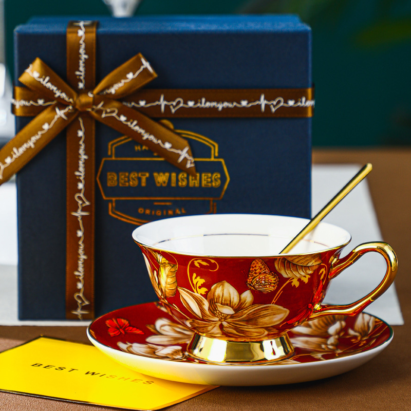 ชุดของขวัญ ช้อนตักอาหาร ถ้วยเดี่ยวสีแดง