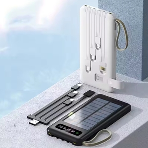 Zwart Wit Smart Lanyard Ontwerp 20000 Mah Zonne-Energie Bank Met Mobiele Telefoon Houder 2 Usb Output 1 Tot 4 Output Oplaadkabel - Product Image 5