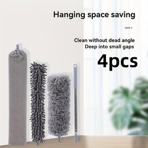 Plumeau multifonctionnel extensible à long manche en fibre pour le nettoyage de la voiture Plumeau pliable anti-poussière pour usage domestique - Product Image 4