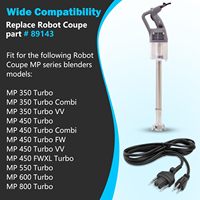 Remplacement du cordon d'alimentation 89143 compatible avec la série Robot Coupe MP, cordon d'alimentation du mélangeur à immersion 120V 150 pouces noir