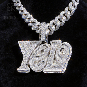 สร้อยคอจี้เพชรโมอิสซาไนต์แบบ Iced Out VVS สไตล์ฮิปฮอป ตัวอักษรตามสั่ง เงินแท้ 925 ชุบทอง 18K จี้ชื่อสำหรับผู้ชาย เครื่องประดับคุณภาพสูง - Product Image 2