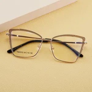 透明纯钛全框近视舒适防蓝光女性金色平板眼镜眼镜架光学眼镜