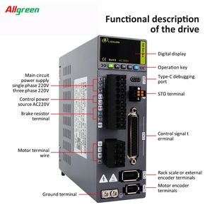 Controladores de Motor Servo STO ABZ 220V 1.6/2.5/3.3A 3000RPM IP65 0.637/1.27/1.91N.m 200/400/600W Kit de Controladores de Motor Servo AC - Product Image 3