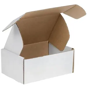 กล่องกระดาษลูกฟูกสีขาว6x4x3กล่องจดหมายกระดาษคราฟท์รีไซเคิลโลโก้ออกแบบได้ตามต้องการ