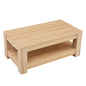 Tavolo portaoggetti a doppio strato in MDF, tavolino moderno con finitura noce, mobile pratico per uso in più ambienti - Product Image 3