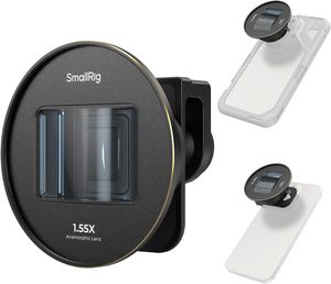 Objectif anamorphique SmallRig 1.55XT pour téléphone, objectif à éclat bleu cinématique pour cage de téléphone à monture T, objectif anamorphique avec clip pour objectif - 3578B - Product Image 1
