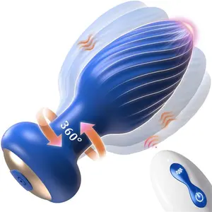 Neonislandsของเล่นสําหรับผู้ใหญ่ 360 สีดําซิลิโคนรีโมทคอนโทรลหมุนต่อมลูกหมากนวดAnal VibratorชายAnal Butt Plug