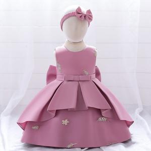 Abito Formale in Raso FSMKTZ per Bambine con Copricapo, Vestito Floreale da Festa per Bambina di 2 Anni, Produzione in Fabbrica, in Offerta, Abito da Compleanno - Product Image 1