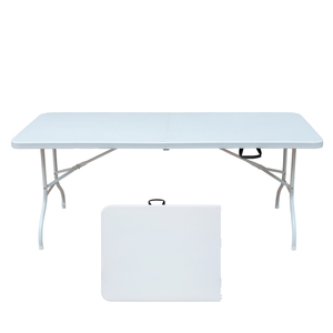 <b>Foldable</b> <b>Plastic</b> <b>Table</b>, Portable Heavy Duty <b>Table</b> for Camping, Picnic & Party, Multiple Sizes Available, White - Product Image 1