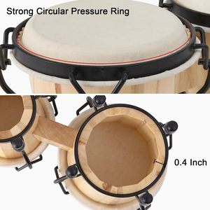 Precio al por mayor, calidad superior, 4 + 5 pulgadas, 6 + 7 pulgadas, 6,5 + 7,5 pulgadas, juego de batería <span class=keywords><strong>Bongo</strong></span> de madera con piel de oveja para adultos - Product Image 5