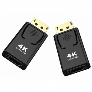 Adaptor konverter port laki-laki ke HDMI, tampilan standar berlapis emas Ultra HD 4K, colokan konektor Audio DP ke HDMI perempuan