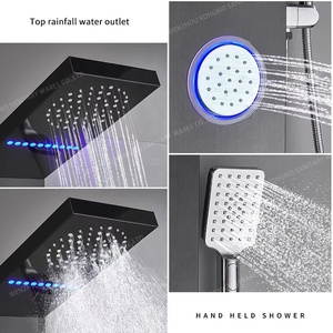 نظام صنبور دش شلال رقمي LED مخفي من النحاس الأصفر صحي هطول الأمطار من الكروم الناعم - Product Image 4