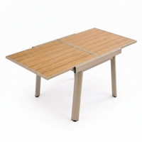 Table de repas d'extérieur avec structure en aluminium, plateau en composite bois-plastique (WPC), rectangulaire, pour patio, jardin, cour, restaurant