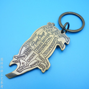 Décapsuleur en métal personnalisé en forme de cochon, porte-clés en laiton antique, accessoire pour clés de voiture, cadeau - Product Image 1