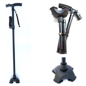 Canne télescopique pliable en alliage d'aluminium avec lumière LED pour personnes âgées, hauteur réglable 43,3 pouces, accoudoir simple ou double - Product Image 1