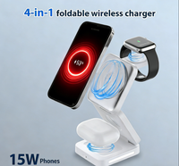 Station de charge magnétique pliable 3 en 1, chargeur multifonction portable, chargeur sans fil pliable rapide 15W, chargeur magnétique