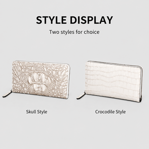Cartera de Mano de Piel de Cocodrilo <span class=keywords><strong>Siamés</strong></span> Tailandés Genuina, Unisex, con Cierre de Cremallera, Estampado Animal de Alta Calidad, Cartera Larga - Product Image 1
