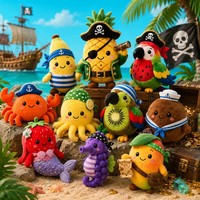Peluche Personnalisée Collection Fruits Pirates, Ananas Banane Perroquet Sirène-Fraise Animal en Peluche