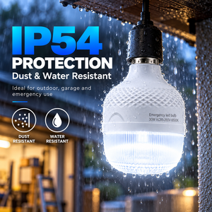 Bombilla LED de Emergencia Recargable de 30W E27 con Batería de Litio Dual Integrada, Control Táctil, Luz de Respaldo IP54 6500K Blanco Frío para el Hogar - Product Image 6