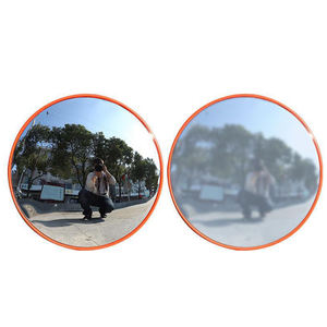 80cm Hochwertiger Runder Außen-Verkehrsspiegel mit 220° Weitwinkel Straßenwarnung in Roter Farbe - Product Image 6