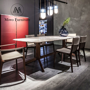 Italian Modern Home <strong>Dining</strong> Room Furniture Glass Desktop Solid Wood Designer <strong>Dining</strong> <strong>Table</strong> and <strong>Dining</strong> Chairs Set 6 Seater - Product Image 3