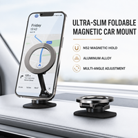 Support magnétique pour téléphone de voiture en alliage métallique, pliable, aimant puissant N52, rotation à 1080 degrés, support pour écran de tableau de bord
