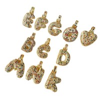 Dropshipping Bijoux HQ Zircon 26 Lettres Collier en Acier Inoxydable Briques Colorées Plaqué Or 18K Pendentif Initial un Cadeau