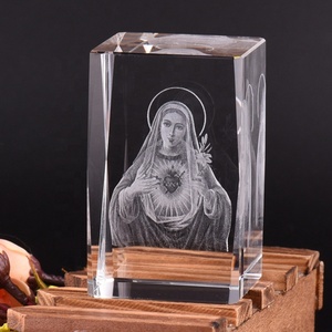 Crystal Saint Jesus 3D Laser Engraving Glass Cube With Led <b>Light</b> Base Religious Souvenir Gifts CLB-06A Crystal Glass Cube CLB-06 - Product Image 3