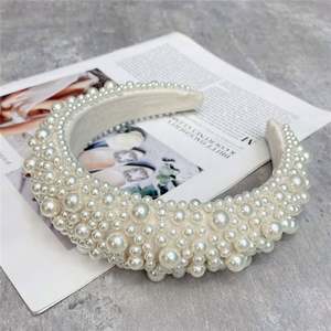 Serre-tête de mariée élégant en perles, style français, couleur unie, accessoires pour filles, vente en gros - Product Image 5