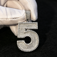 Pendentif Hip Hop en Argent 925 avec Breloque Numéro 5 Personnalisée, Sertie de Diamants Moissanite VVS de Haute Qualité, Testée au Diamant Testeur